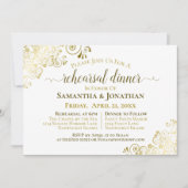 金ゴールドフリルオンホワイト結婚のリハーサル&ディナー 招待状 (正面)