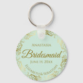 金ゴールドフリルオンミントグリーン花嫁結婚メイドのギフト キーホルダー (正面)