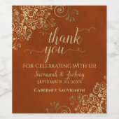 金ゴールドフリルオンラストオレンジ結婚ズ・サンキュー ワインラベル (シングルラベル)