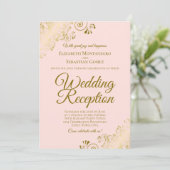 金ゴールドフリル&赤面ピンクエレガントウェディング披露宴 招待状 (スタンド正面)