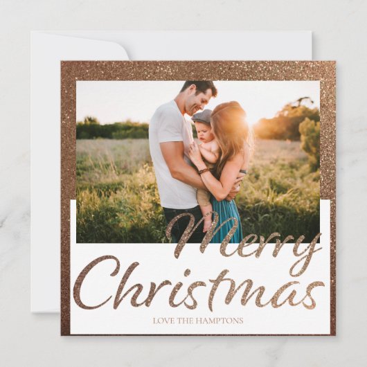 金ゴールドフルグリッターフォトメリークリスマスカード (正面)