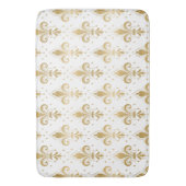 金ゴールドフルーアデリスのシームレスなパターン（白色） バスマット (正面縦)