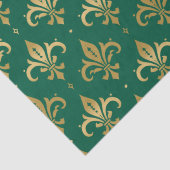 金ゴールドフルーアデリスのシームレスなパターン（緑） 薄葉紙 (詳細)
