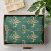 金ゴールドフルーアデリスのシームレスなパターン（緑） 薄葉紙 (ギフト)