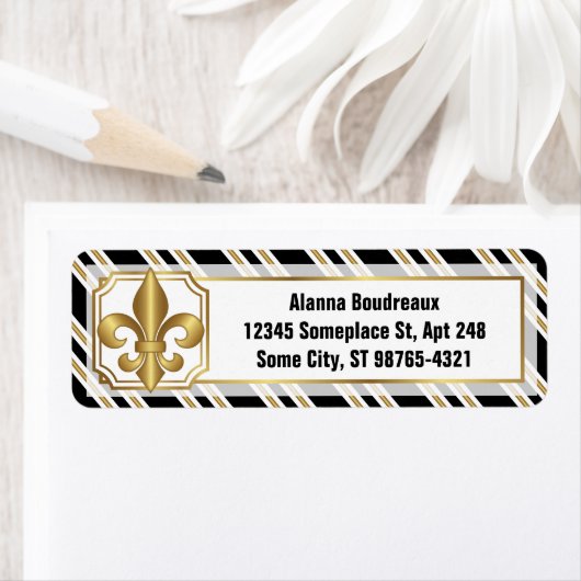 金ゴールドフルーアデリスの黒い金ゴールドのアドレストライプス ラベル (インサイチュ)