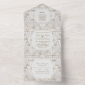 金ゴールドフルーアデリスアールデコ素晴らしギャツビー結婚ズ オールインワン招待状 (内側)