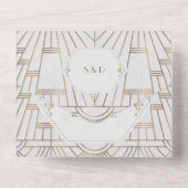 金ゴールドフルーアデリスアールデコ素晴らしギャツビー結婚ズ オールインワン招待状 (裏面)