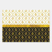 金ゴールドフルーアデリスクローバーパターン ラッピングペーパーシート (正面3)