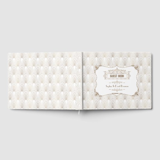 金ゴールドフルーアデリス素晴らしギャツビー20年代スタイル結婚ズ ゲストブック (全面)