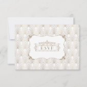 金ゴールドフルーアデリス素晴らしギャツビー20年代スタイル結婚ズ 出欠カード (正面)