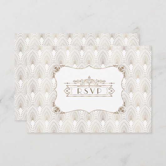 金ゴールドフルーアデリス素晴らしギャツビー20年代スタイル結婚ズ 出欠カード (正面/裏面)