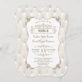 金ゴールドフルーアデリス素晴らしギャツビー20年代スタイル結婚ズ 招待状 (正面/裏面)