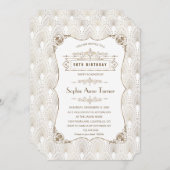 金ゴールドフルーアデリス素晴らしギャツビー20年代50誕生日 招待状 (正面/裏面)