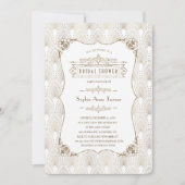 金ゴールドフルーアデリス素晴らしギャツビー20sブライダルシャワー 招待状 (正面)