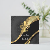 金ゴールドフルーアデリス（ブラックダマスク） 招待状 (スタンド正面)