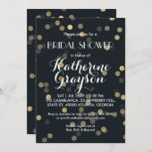 金ゴールドフレイクスタリーナイトブライダルシャワー招待 招待状 (正面/裏面)