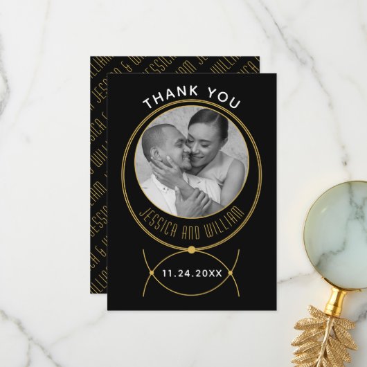 金ゴールドフレインスパイアー結婚ムの写真 サンキューカード (正面/裏面インサイチュ)