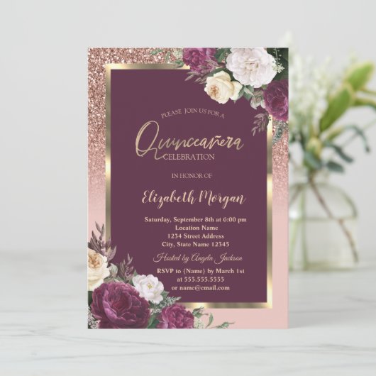 金ゴールドフレエレガントームブルゴーニュバラキンセアニラ 招待状 (スタンド正面)