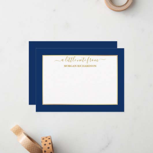 金ゴールドフレエレガントーム→サイズを選択→ネービーブルー ノートカード (正面/裏面インサイチュ)