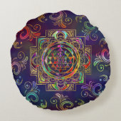 金ゴールドフレカラフルームスリヤントラスリチャクラ ラウンドクッション (裏面)