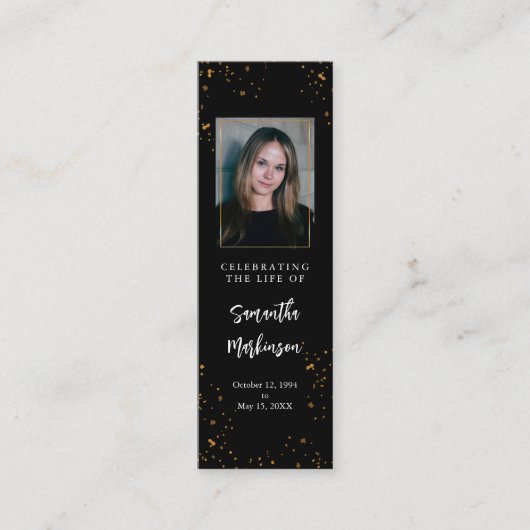 金ゴールドフレシンプルーモダンム斑点ブックマーク スキニー名刺 (正面)