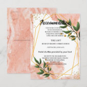 金ゴールドフレモダンームアイボリーグリーンFlAccommodationカード 案内ポストカード (正面/裏面)