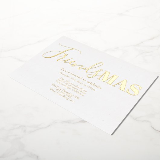 金ゴールドフレンドマスクリスマス 箔招待状 (回転した状態)