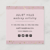 金ゴールドフレークと赤面ピンクスクウェア名刺 スクエア名刺 (裏面)