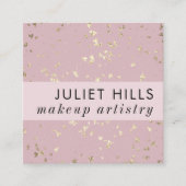 金ゴールドフレークと赤面ピンクスクウェア名刺 スクエア名刺 (正面)