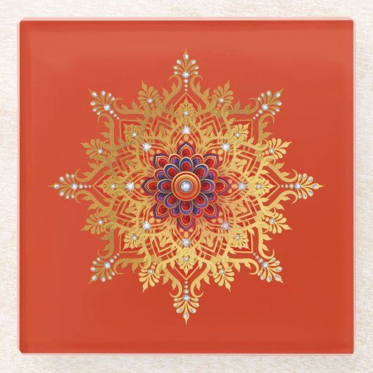 金ゴールドフレークコースター ガラスコースター (正面)