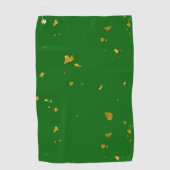 金ゴールドフレークスオンエメラルドグリーン ゴルフタオル (正面)