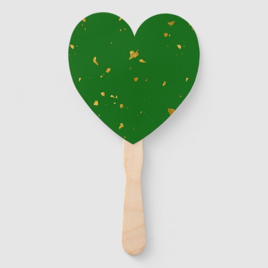 金ゴールドフレークスオンエメラルドグリーン ハンドファン (正面)