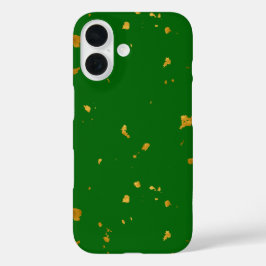 金ゴールドフレークスオンエメラルドグリーン iPhone 16ケース