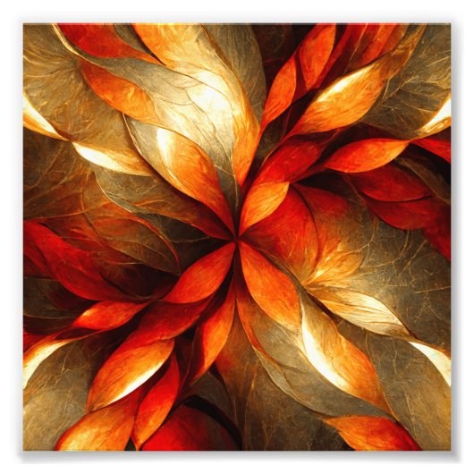 金ゴールドフレークリーフ抽象芸術アート フォトプリント            (正面)