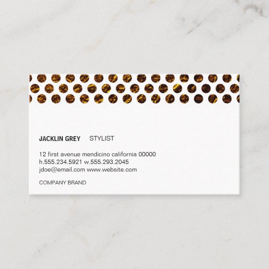 金ゴールドフレーク水玉模様(白) 名刺 (正面)