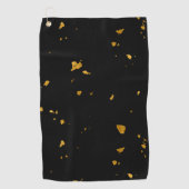 金ゴールドフレーク黒 ゴルフタオル (正面)