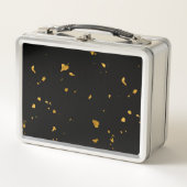 金ゴールドフレーク黒 メタルランチボックス (正面)