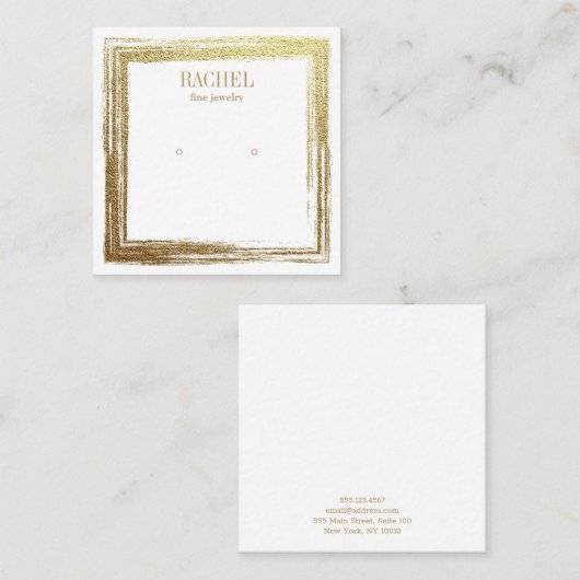 金ゴールドフレーフェイクムラグジュアリジュエリーイヤリングディスプレイ スクエア名刺 (正面/裏面)