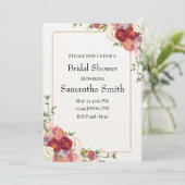 金ゴールドフレームかわいらし花ブライダルシャワー 招待状 (スタンド正面)