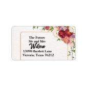 金ゴールドフレームかわいらし花差出人住所 ラベル (正面)