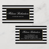 金ゴールドフレームが付いているモダンな白黒ストライプ 名刺 (正面/裏面)