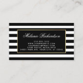 金ゴールドフレームが付いているモダンな白黒ストライプ 名刺 (裏面)