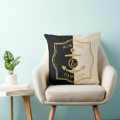 金ゴールドフレームといかりの背景(黒とベージュ) クッション (椅子)