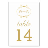 金ゴールドフレームとイニシャル結婚のテーブル番号カード テーブルナンバー (裏面)