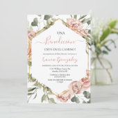 金ゴールドフレームとバラのベビーシャワースペインのin 招待状 (スタンド正面)