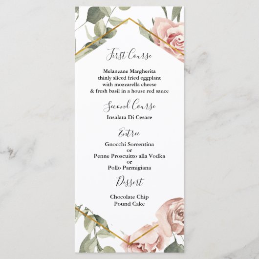 金ゴールドフレームとバラquinceaeraメニューテンプレート メニュー (正面)