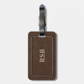 金ゴールドフレームとレザールックブラウン ラゲッジタグ (裏面縦)