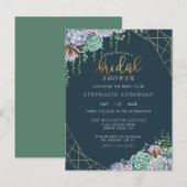 金ゴールドフレームと手書き文字のスクリプトブライダルシャワー インビテーションポストカード (正面/裏面)