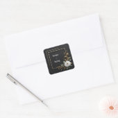 金ゴールドフレームと白カメリア結婚ズ スクエアシール (封筒)