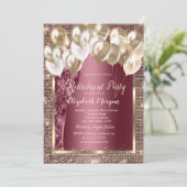 金ゴールドフレームのシークインバルーンバーガンディ退職 招待状 (スタンド正面)